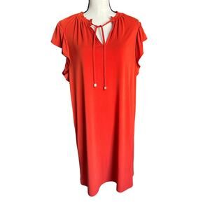 Michael Kors Dresses Women's Large Orange Tunic Dess Ruffle Short Sleeve Midi